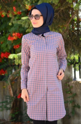 Tesettür Gömlek 2141G-04 Kırmızı