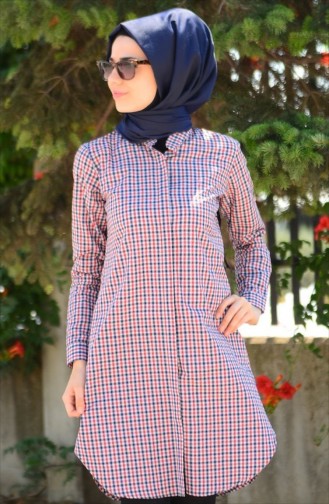 Tesettür Gömlek 2141G-04 Kırmızı