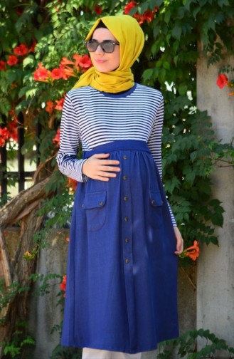 Tesettür Hamile Tunik 3998-03 Mavi