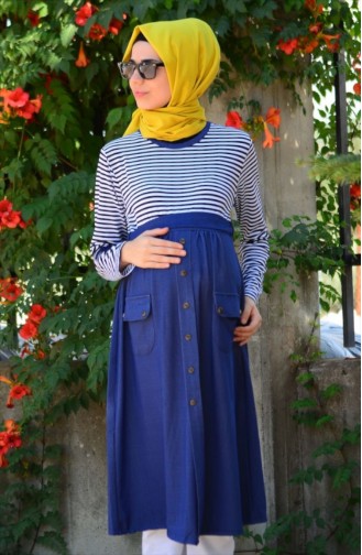 Tesettür Hamile Tunik 3998-03 Mavi