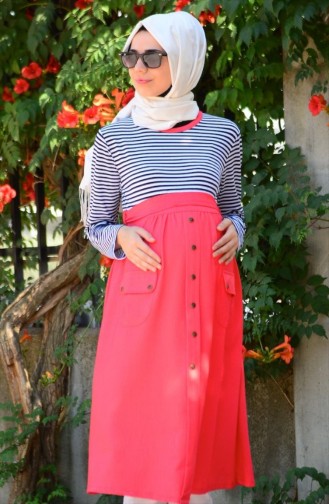 Tesettür Hamile Tunik 3998-04 Mercan