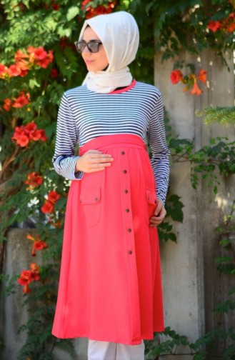 Tesettür Hamile Tunik 3998-04 Mercan