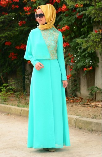 Mint Green Hijab Dress 0449-03