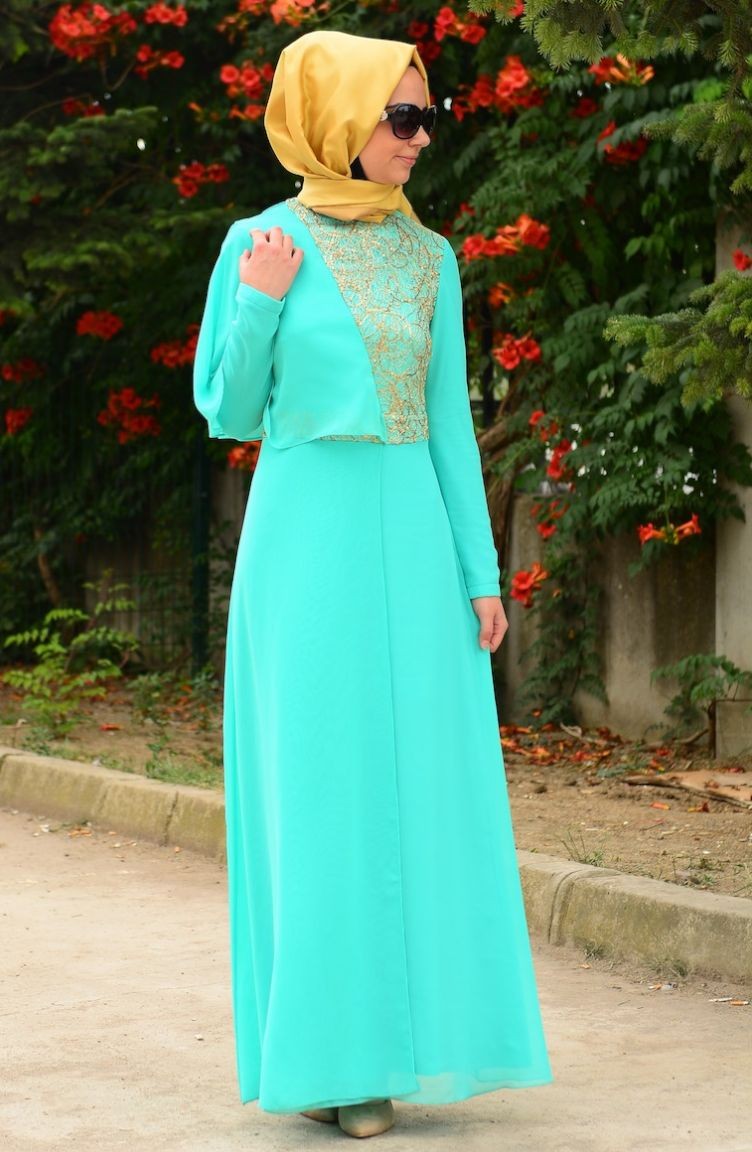 Mint Green Hijab Dress 0449-03