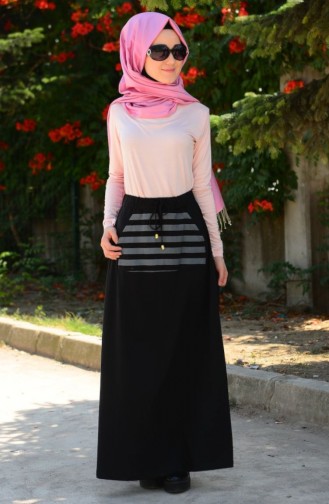 Yazlık Penye Etek 5088-02 Siyah