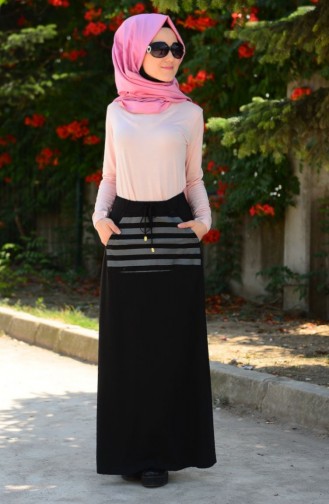 Yazlık Penye Etek 5088-02 Siyah