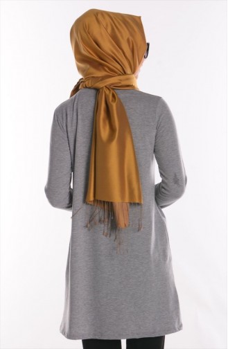 Tesettür Tunik 3975-15 Gri Gold
