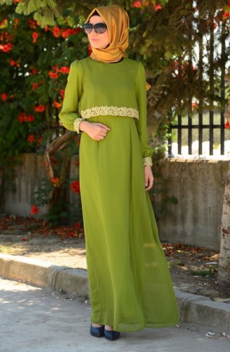 Pistachio Green Hijab Dress 52254-03