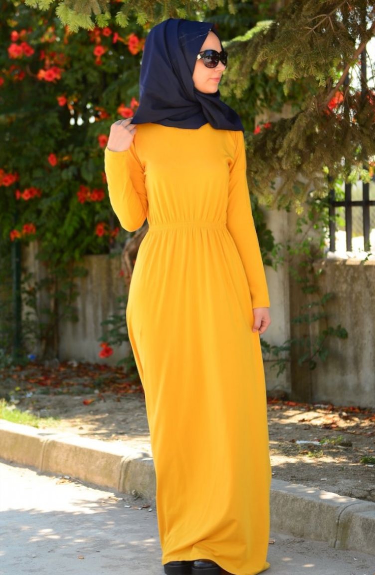 mustard yellow dress with hijab Layla Dress in Mustard  Hijabglamour