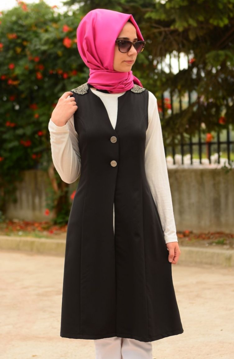 Tesettür Yelek FY 82286-04 Siyah