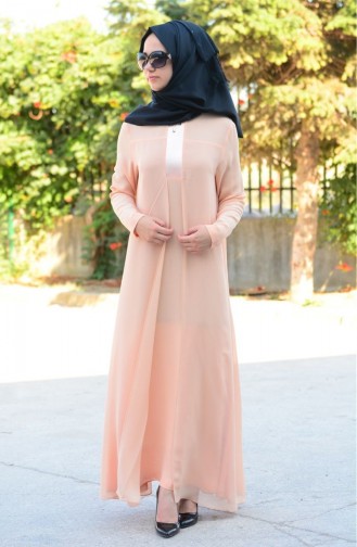Tesettür Elbise Şükran 4151-04 Somon