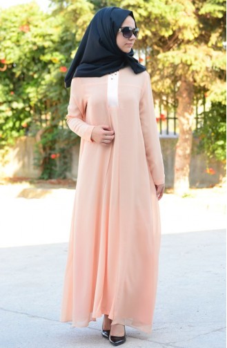 Tesettür Elbise Şükran 4151-04 Somon