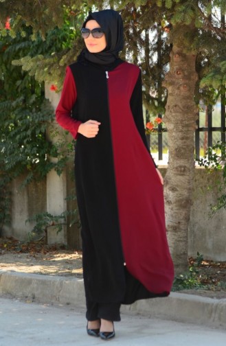 Claret red Abaya 6451-01