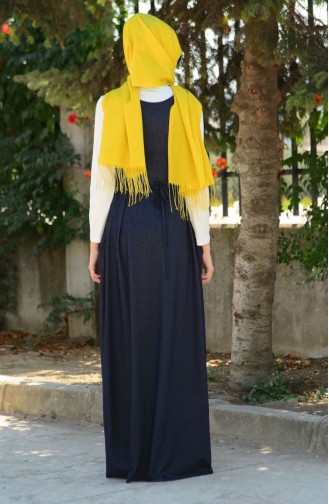 Navy Blue Hijab Dress 4061-03