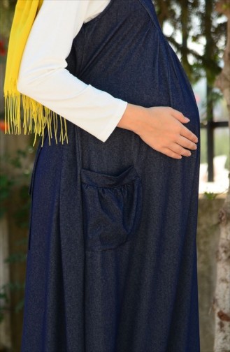 Navy Blue Hijab Dress 4061-03