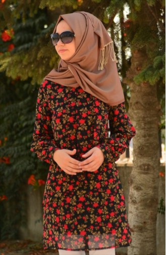 Tesettür Tunik Zernişan 4383-01 Siyah