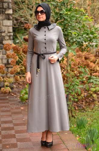 Perçem Hijab Dress 3058-04 Gray 3058-04