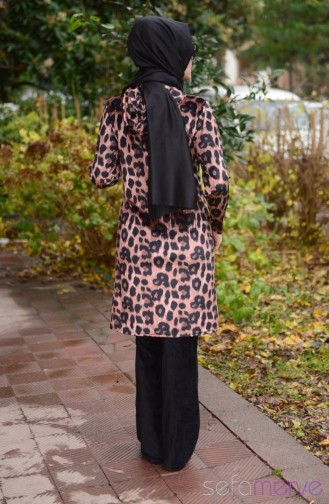 Kadife Eşofman Takımı JD 13311-01 Kahve Leopar