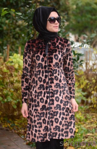 Kadife Eşofman Takımı JD 13311-01 Kahve Leopar