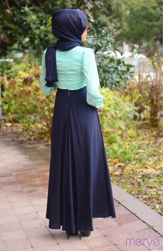 Dunkelblau Hijab Kleider 3179-05
