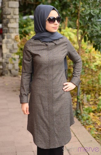 Tesettür Tunik Zernişan 4289-01 Kahverengi