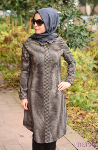 Tesettür Tunik Zernişan 4289-01 Kahverengi