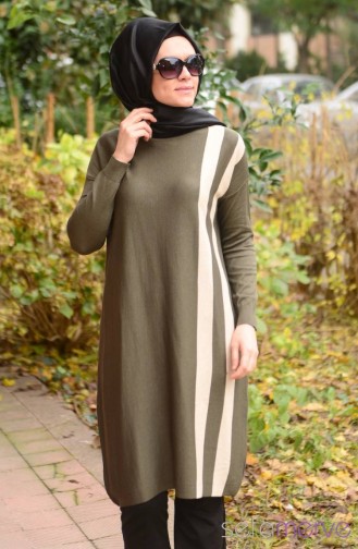 Triko Tunik 3255-05 Haki Yeşil Bej