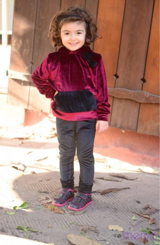 Belemir Çocuk Kadife Eşofman Takım 7526-05 Bordo