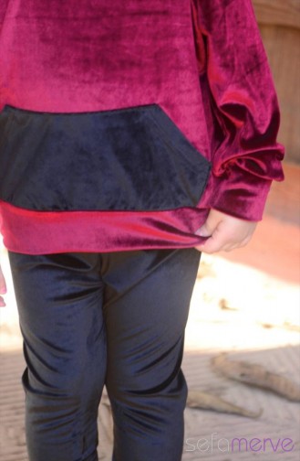 Belemir Çocuk Kadife Eşofman Takım 7526-05 Bordo
