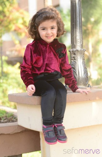 Belemir Çocuk Kadife Eşofman Takım 7526-05 Bordo
