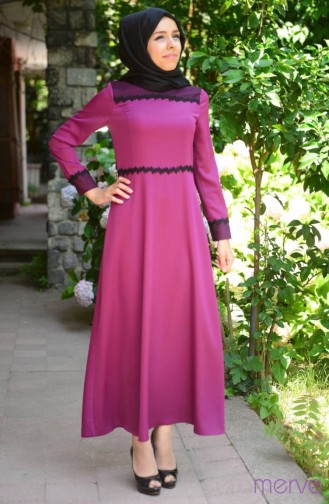 Miss Yağmur Tesettür Elbise 9012-04 Mor