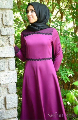 Miss Yağmur Tesettür Elbise 9012-04 Mor