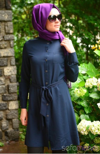 Tesettür Tunik Zernişan 4128-05 Lacivert