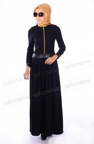 Black Hijab Dress 7132Y-01