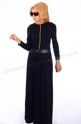 Black Hijab Dress 7132Y-01