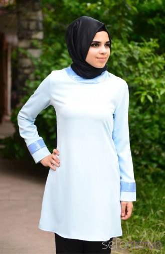 Tesettür Tunik Zernişan 4126-03 Açık Mavi