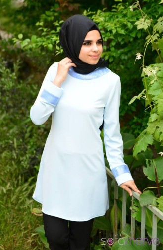 Tesettür Tunik Zernişan 4126-03 Açık Mavi