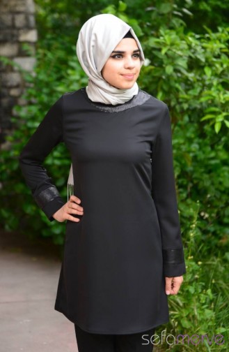 Tesettür Tunik Zernişan 4126-08 Siyah
