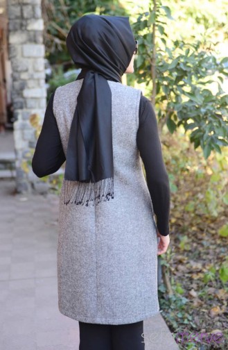 Melek Aydın Özel Tasarım Yelek 6676-01 Siyah Beyaz