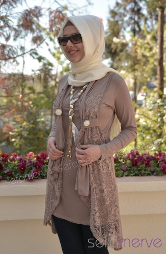 Tunik Yelek 0545-03 Vizon