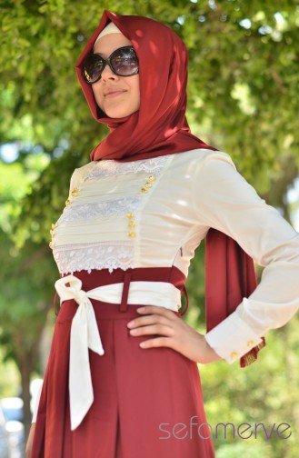 Claret Red Hijab Dress 2064-12