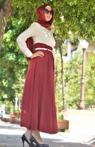 Claret Red Hijab Dress 2064-12