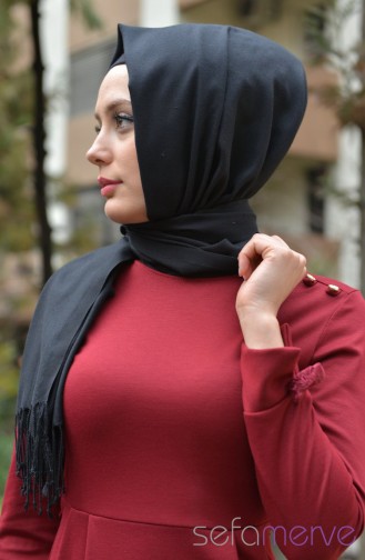 Uzun Mevsimlik Elbise 7022-01 Bordo
