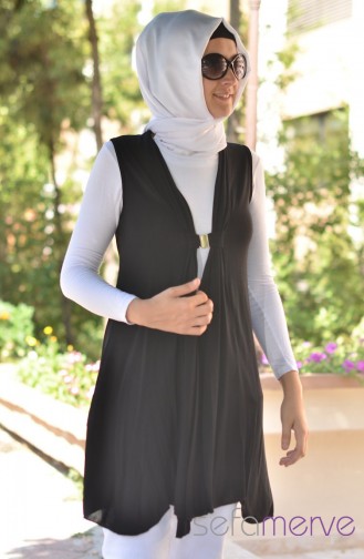 Uzun Yelek 737-06 Siyah