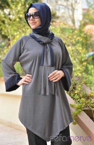 Yeni Sezon Tunikler 0047-02 Gri-Lacivert