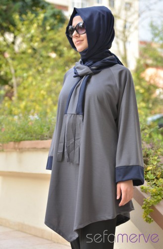 Yeni Sezon Tunikler 0047-02 Gri-Lacivert