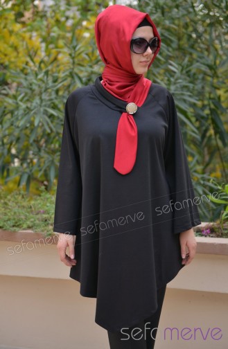 Yeni Sezon Tunikler 0048-04 Siyah-Kırmızı