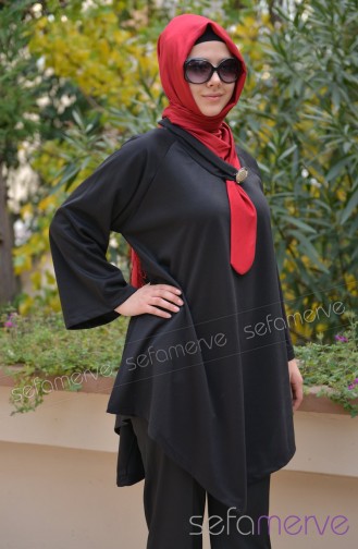 Yeni Sezon Tunikler 0048-04 Siyah-Kırmızı