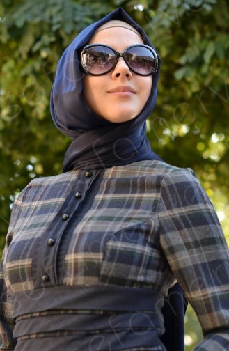 Grau Hijab Kleider 7002-03