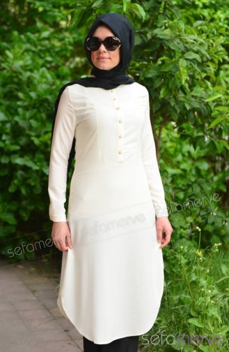 Uzun Tunik Zernişan 4122-12 Krem